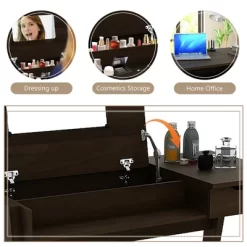 Costway Vanity Table With Flip Mirror Writing Computer Desk Storage Drawer Walnut -Cozy Living Deals Store GUEST 432b329e b367 43e1 bef9 ef0251fda28b
