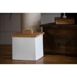 White Enamel Metal Lidded Decorative Storage Canister - Foreside Home & Garden -Cozy Living Deals Store GUEST 432b4817 1aa0 4ea0 82eb 3136fb8face9
