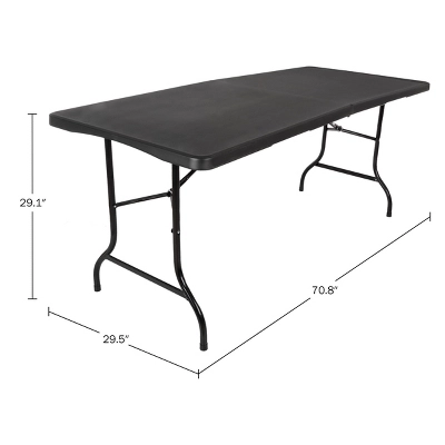 Folding Table Set - Set Of 2 Lightweight Portable Tables - 6-Foot-Long Plastic Tabletops For Camping, Parties, And Dining By Everyday Home (Black) 3 Folding Table Set - Set Of 2 Lightweight Portable Tables - 6-Foot-Long Plastic Tabletops For Camping, Parties, And Dining By Everyday Home (Black) - Image 3