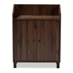 Rossin Walnut Finished 2 Door Wood Entryway Shoe Storage Cabinet With Open Shelf Brown - Baxton Studio -Cozy Living Deals Store GUEST 43594d31 49d7 4d34 a0f0 3a681922777a