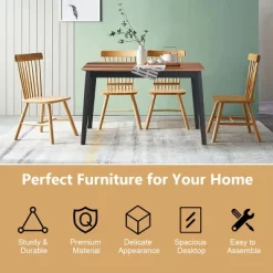 Costway 5PCS Mid Century Modern Black 29.5'' Dining Table Set 4 Chairs W/Wood Legs Kitchen Furniture -Cozy Living Deals Store GUEST 437de384 0c56 4cb6 8504 32b07eee31dd