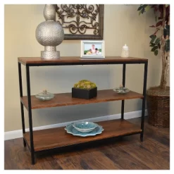 Finley Console/TV Stand - Chestnut/Black - Carolina Chair And Table
