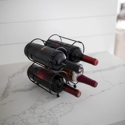 Black Metal Wine Bottle Holder - Foreside Home & Garden 5 Black Metal Wine Bottle Holder - Foreside Home & Garden - Image 5