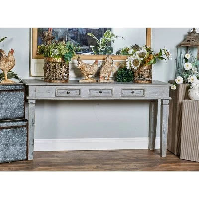 Rustic Mahogany Console Table Gray - Olivia & May 1 Rustic Mahogany Console Table Gray - Olivia & May