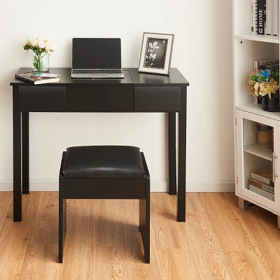Costway Black Vanity Dressing Table Furniture Stool Storage Box 7 Costway Black Vanity Dressing Table Furniture Stool Storage Box - Image 7