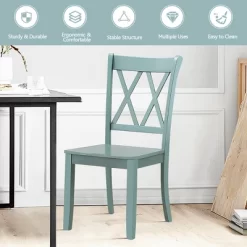 Costway Set Of 2 Wood Dining Chair Cross Back Dining Room Side Chair Mint Green Home Kitchen -Cozy Living Deals Store GUEST 457219d0 00f0 42a8 a7a9 5a0ce8f9f017