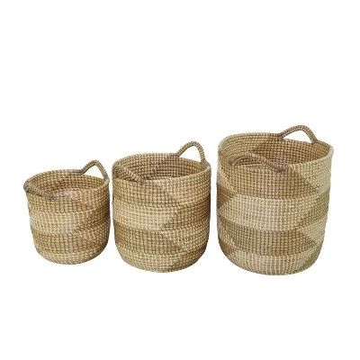 Set Of 3 Seagrass Storage Baskets Natural - Olivia & May 2 Set Of 3 Seagrass Storage Baskets Natural - Olivia & May - Image 2