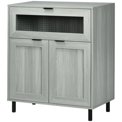 HOMCOM Industrial Buffet Cabinet, Kitchen Sideboard With Metal Grid Flip Drawer, 2-Tier Cabinet, Adjustable Shelf For Living Room, Dining Room, Gray 3 HOMCOM Industrial Buffet Cabinet, Kitchen Sideboard With Metal Grid Flip Drawer, 2-Tier Cabinet, Adjustable Shelf For Living Room, Dining Room, Gray - Image 3