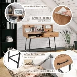 Costway Makeup Vanity Table Computer Writing Desk Storage With Drawer Shelf Industrial -Cozy Living Deals Store GUEST 46735034 00b1 4f0f 8d32 0da8d4c25923