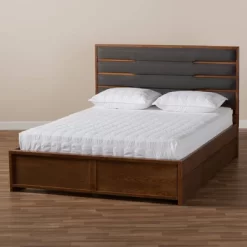 Elin Wood Platform Storage Bed With Drawers Dark Gray/Walnut - Baxton Studio -Cozy Living Deals Store GUEST 46ae8a6b 7aca 4f94 8f76 8a1c15d1960c