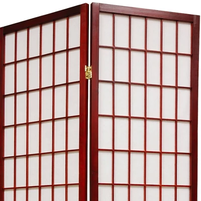 4 Ft. Tall Window Pane Shoji Screen - Rosewood (4 Panels) 2 4 Ft. Tall Window Pane Shoji Screen - Rosewood (4 Panels) - Image 2