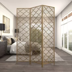 Modern Metal Filigree Room Divider Screen Gold - Olivia & May -Cozy Living Deals Store GUEST 47027a9f 8e80 4847 9e23 1ccc62c23ce6