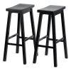 PJ Wood Classic Saddle-Seat 29" Tall Kitchen Counter Stools For Homes, Dining Spaces, And Bars With Backless Seats And 4 Square Legs, Black (4 Pack)