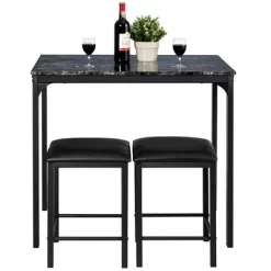 3 Piece Counter Height Dining Set Faux Marble Table 2 Chairs Kitchen Bar -Cozy Living Deals Store GUEST 47708328 e934 448b 8c82 01beb68e60f1