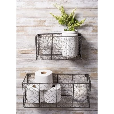 DII Chicken Wire Vintage Industrial Rustic Farmhouse Wall Medium Storage Basket For Plants, Towels, Food, And More, Gray (2 Pack) 3 DII Chicken Wire Vintage Industrial Rustic Farmhouse Wall Medium Storage Basket For Plants, Towels, Food, And More, Gray (2 Pack) - Image 3