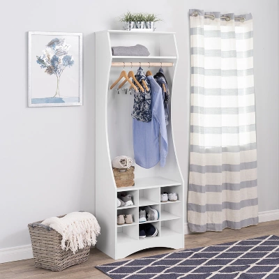 Narrow Wardrobe With Shoe Storage White - Prepac 1 Narrow Wardrobe With Shoe Storage White - Prepac