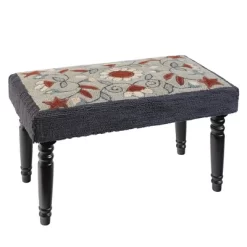Park Designs Gray Floral Hooked Bench