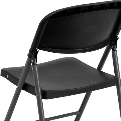 Emma And Oliver 6 Pack 330 Lb. Capacity Black Plastic Folding Chair - Charcoal Frame - Event Chair 6 Emma And Oliver 6 Pack 330 Lb. Capacity Black Plastic Folding Chair - Charcoal Frame - Event Chair - Image 6