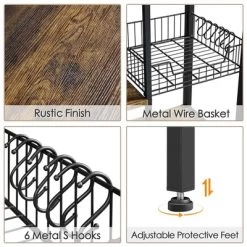 Yaheetech 5-Tier 56" H Baker’s Rack With Wire Basket & Power Outlets, Rustic Brown -Cozy Living Deals Store GUEST 49242dd9 ba1b 4616 a515 0d9a2f0eecae