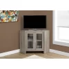 Glass Doors Corner TV Stand For TVs Up To 42" Dark Brown - EveryRoom