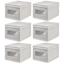 MDesign Stackable Fabric Closet Storage Organizer Box, 6 Pack -Cozy Living Deals Store GUEST 49a861a2 708f 4803 b96d cf951e4d704a