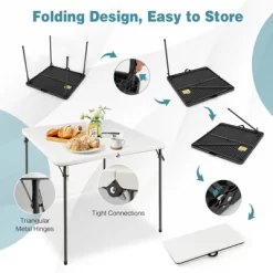 Tangkula Folding Camping Table Portable Picnic Table With All-Weather HDPE Tabletop Metal Frame & Carry Straps White/Gray -Cozy Living Deals Store GUEST 4a362530 2ad1 4d1d 96cc ecf5c2264434