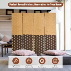 Costway 4 Panel Folding Room Divider Weave Fiber Privacy Partition Screen 6FT Tall 14 Costway 4 Panel Folding Room Divider Weave Fiber Privacy Partition Screen 6FT Tall -Cozy Living Deals Store GUEST 4a518ab9 a653 4253 8391 698c887eb9be