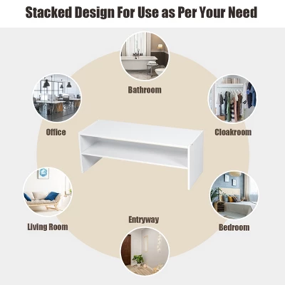 Costway 3 PCS Stackable Shoe Rack 31-Inch Horizontal Organizer 2-tier StorageShelf WhiteBrown 6 Costway 3 PCS Stackable Shoe Rack 31-Inch Horizontal Organizer 2-tier StorageShelf WhiteBrown - Image 6