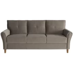 Dunleith Modern Contemporary Velvet Tufted Sofa In Brown And Walnut - Lexicon