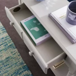 Coastal Narrow Hall Sofa Table With Shelf Greige - Leick Home