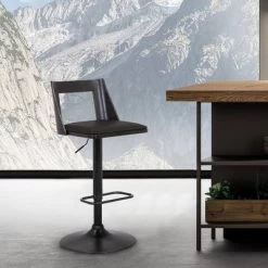 Milan Adjustable Swivel Faux Leather Metal Barstool Black - Armen Living -Cozy Living Deals Store GUEST 4af7cce5 d804 40e7 82d3 77e61e5c8638