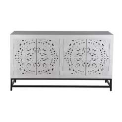 Lost City 4 Door Credenza With Black Legs White - Treasure Trove Accents