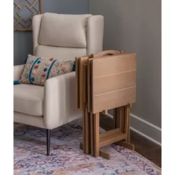 Acacia Tray Table Set Gray - Linon -Cozy Living Deals Store GUEST 4b102603 b4d3 4c02 9748 d2a04b7b86e2