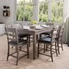 7pc New York Counter Height Wood Dining Set Washed Gray - CorLiving