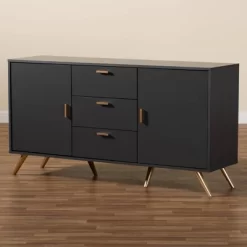 Kelson Wood 2 Door Sideboard Buffet Dark Gray/Gold - Baxton Studio -Cozy Living Deals Store GUEST 4b3987d3 f748 41f3 bee5 51e4dfcf8bc8