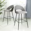 Set Of 2 Leatherette Barstools With Tapered Metal Legs - Glitzhome