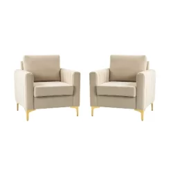 Set Of 2 Iapygia Contemporary Tufted Wooden Upholstered Club Chair With Metal Legs For Bedroom Club Chair| ARTFUL LIVING DESIGN -Cozy Living Deals Store GUEST 4b7a15c0 9e91 4010 9b9b eaf6f8119926