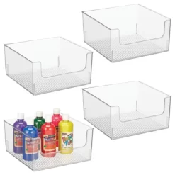 MDesign Open Front Plastic Storage Bin For Cube Furniture, 12" W, 4 Pack - Clear -Cozy Living Deals Store GUEST 4bb68c9e 9ceb 4345 8fec 703a910372a6