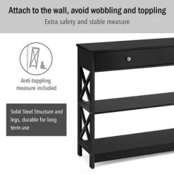 Costway Console Table Drawer Shelves Sofa Accent Table Entryway Hallway Black/White -Cozy Living Deals Store GUEST 4c711efc 2292 476c 92fd fd5513601ece