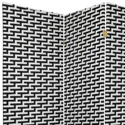 6 Ft. Tall Woven Fiber Room Divider Black/White 4 Panel - Oriental Furniture