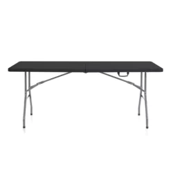 Plastic Development Group Durable 6 Foot Folding Multipurpose Banquet Table With Secure Base For Indoor And Outdoor Events, Black