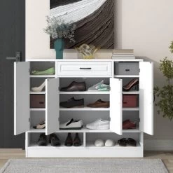 Sleek And Modern Shoe Cabinet With Adjustable Shelves - ModernLuxe