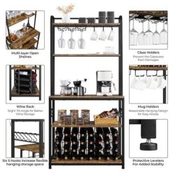 Yaheetech 65" Wine Bakers Rack Freestanding Wine Rack With Glass Holder And Wine Storage, Rustic Brown 9 Yaheetech 65" Wine Bakers Rack Freestanding Wine Rack With Glass Holder And Wine Storage, Rustic Brown -Cozy Living Deals Store GUEST 4cc0ef13 06e2 4f3a ace7 0a83d5430ba0