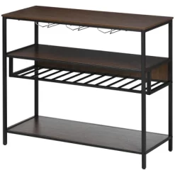 HOMCOM Industrial Wine Rack With 11-Bottles Holder, Free Standing Wine Shelf With Glass Holders For Home Bar, Kitchen, Dark Brown -Cozy Living Deals Store GUEST 4d06f758 471f 4e22 bbc8 63eb692d5b68