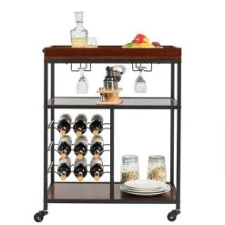 Costway 3 Tier Kitchen Trolley Utility Cart W/Wine Rack & Glass Holder -Cozy Living Deals Store GUEST 4dfd5c70 5cac 4689 ae9e bc443cfb0ed1