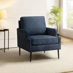 Leandes Mid-century Armchair With Tapered Metal Legs For Living Room And Bedroom | KARAT HOME