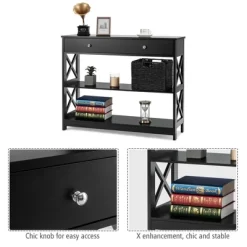 Costway Console Table Drawer Shelves Sofa Accent Table Entryway Hallway Black/White -Cozy Living Deals Store GUEST 4f0ce8c5 3b43 42b1 bff7 c803b711cac1