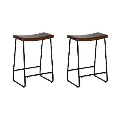Set Of 2 Easton Saddle Counter Height Barstools Brown/Black - Acessentials 6 Set Of 2 Easton Saddle Counter Height Barstools Brown/Black - Acessentials - Image 6
