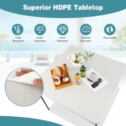 Tangkula Folding Camping Table Portable Picnic Table With All-Weather HDPE Tabletop Metal Frame & Carry Straps White/Gray -Cozy Living Deals Store GUEST 4f7c8333 aba3 4874 8499 2e55d656c1ed