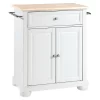 Alexandria Natural Wood Top Portable Kitchen Island - White - Crosley